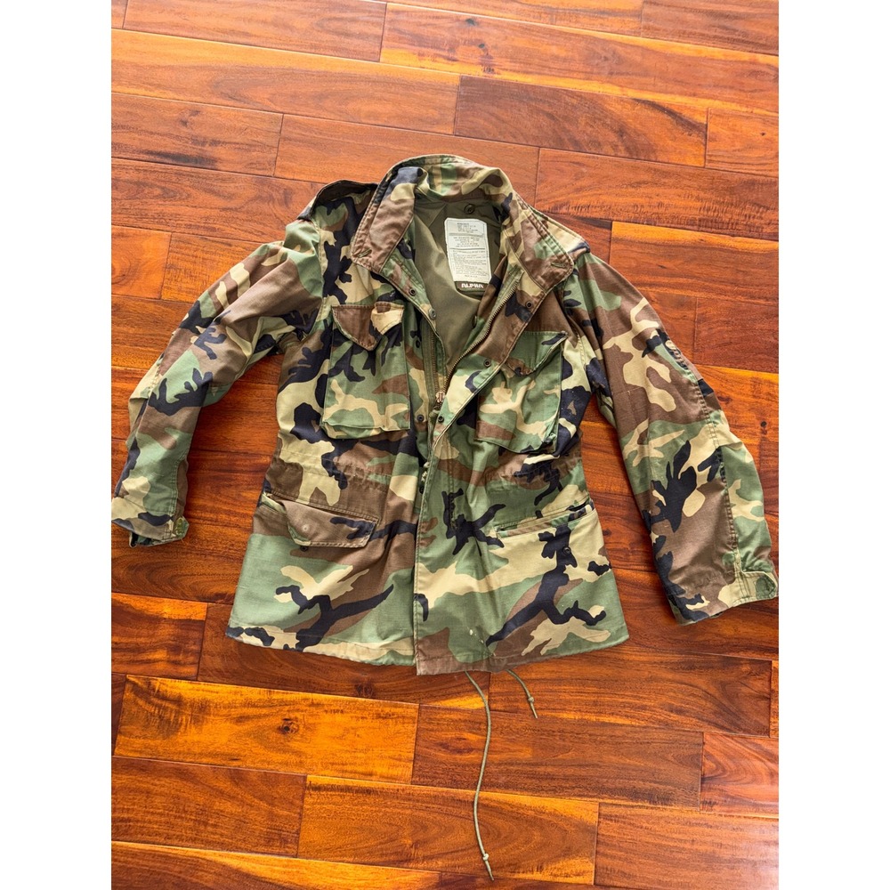 Alpha Army Men's Cold Weather Field Coat M65 Woodland Camo Medium Regular